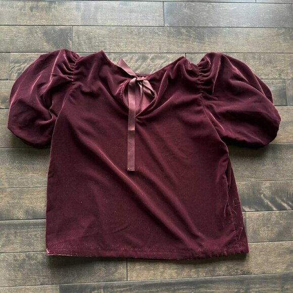 Gap Velvet Puff Sleeve Top - NEW - Picture 2 of 2